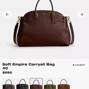 Coach Soft Empire Carryall Bag in Dark Brown Leather
